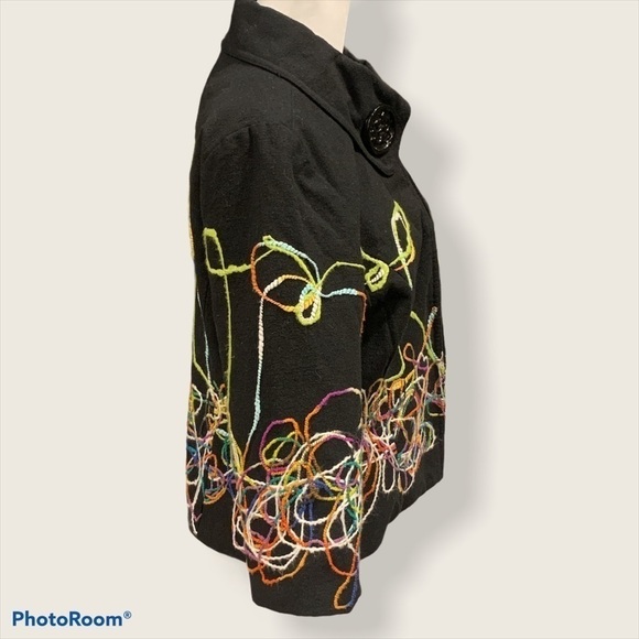 Trenz Petite By Theresa Renz Colorful Art Blazer Coat Sz Medium Petite - Picture 3 of 6